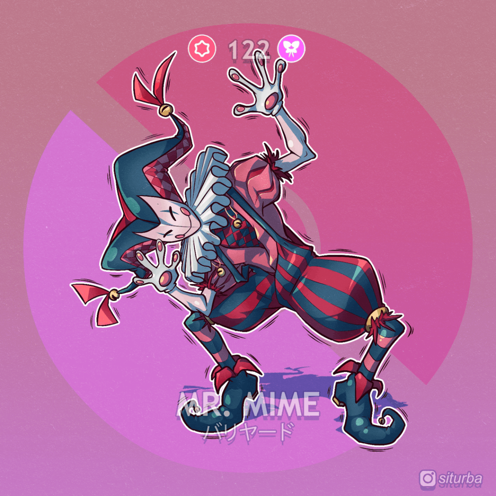 I'm redesigning a Pokemon every day in a Sci-Fantasy style. Here are Mr. Mime, Scyther, Jynx, Electabuzz, Magmar, Pinsir and Tauros.