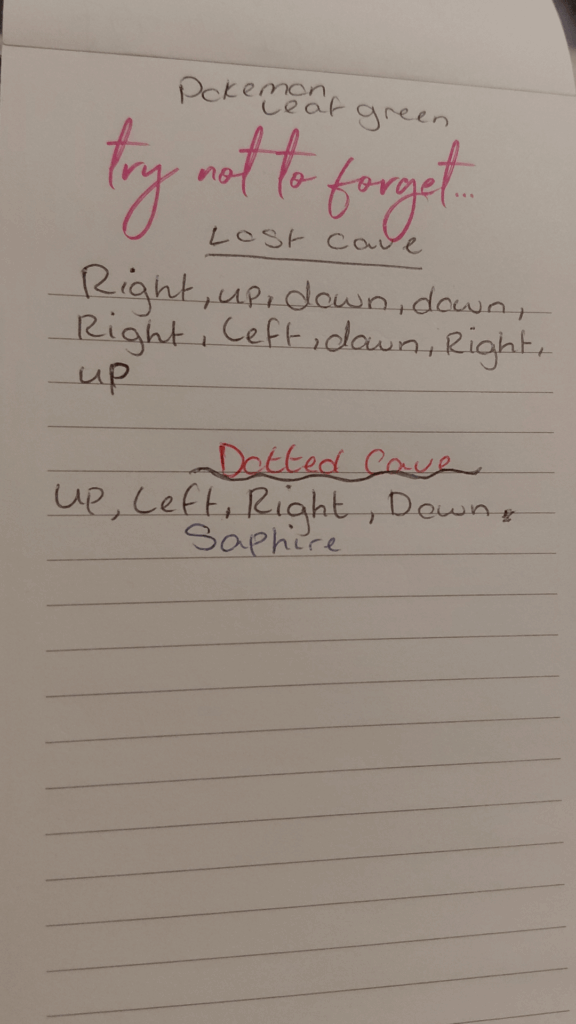 Pokemon leaf green(switch) lost and dotted cave