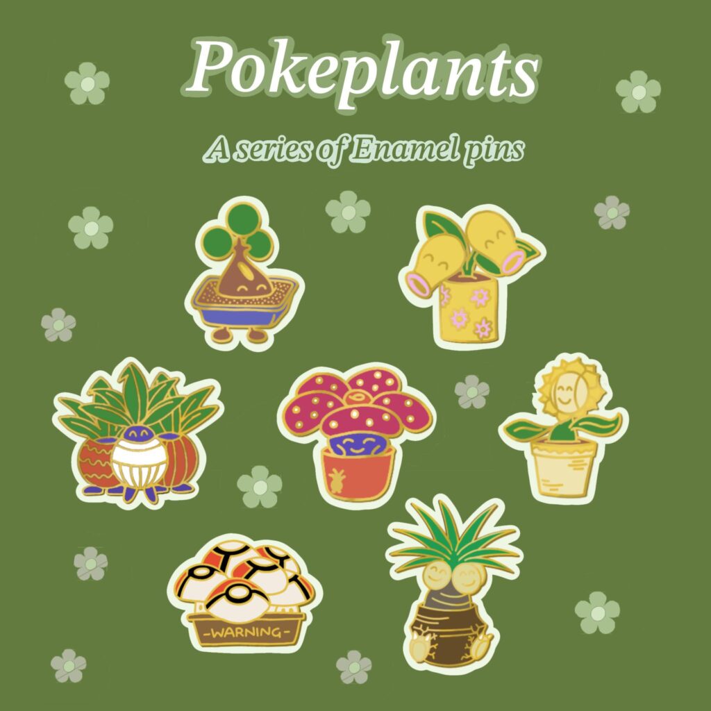[OC] Enamel pokepins I posted about have now launched 🌱