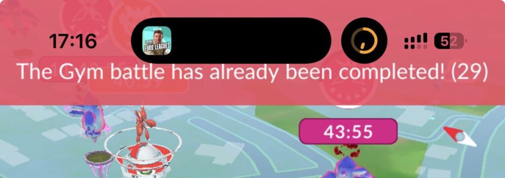 Gym battle already completed
