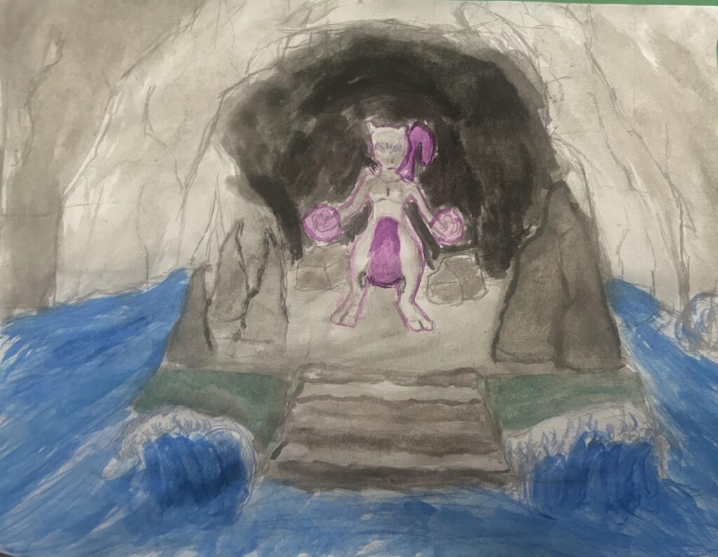 Mewtwo watercolor painting I made [OC]