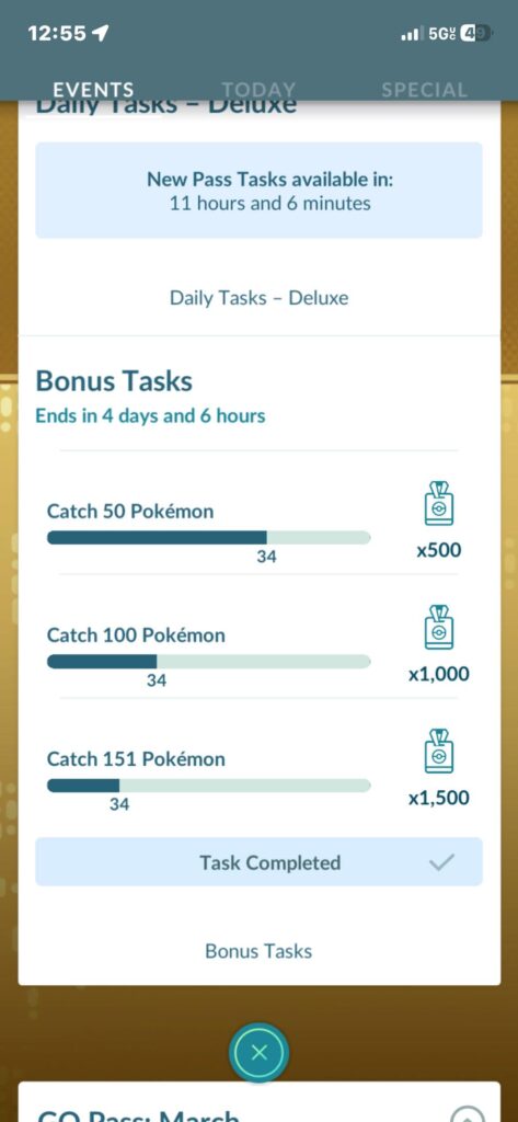 Probably a dumb question but if I maxed 500 points today can I still do these a level up in GO Pass?