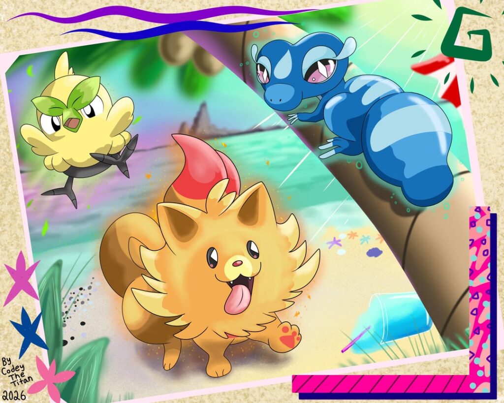 [OC] The Newly Discovered Pokemon Starters Browt 🌱 Pombon 🔥 and Gecqua! 💧