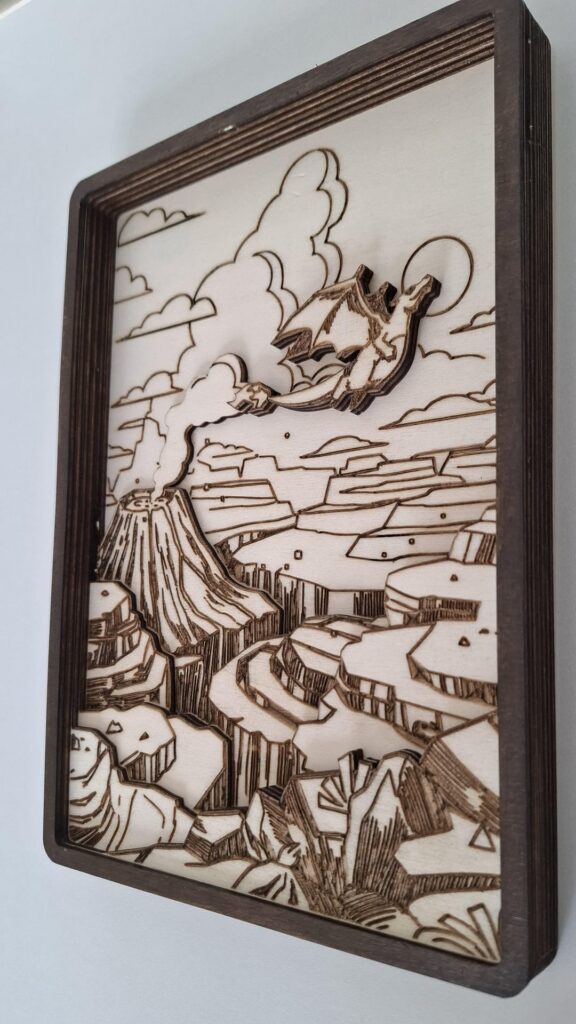 I made layered wooden wall art from my favorite Pokémon evolution trio’s cards