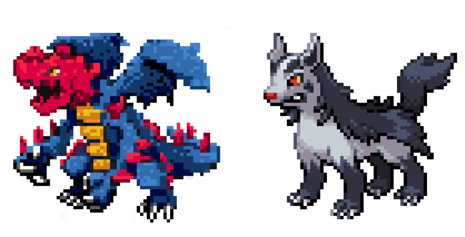some pixel art downscaling (Mightyena for comparison)