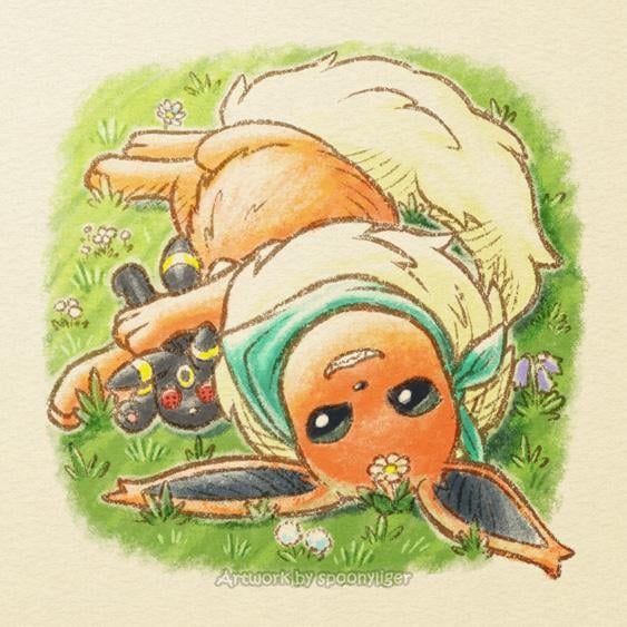 Flareon Frolicking in the Greens (OC)