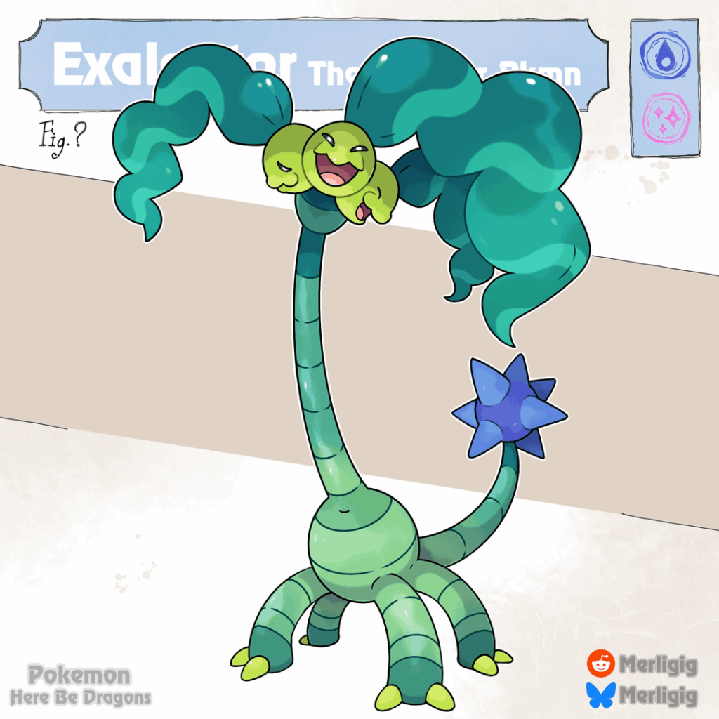 A Convergent of Alolan Exeggutor: Exalgator ! Water/Fairy
