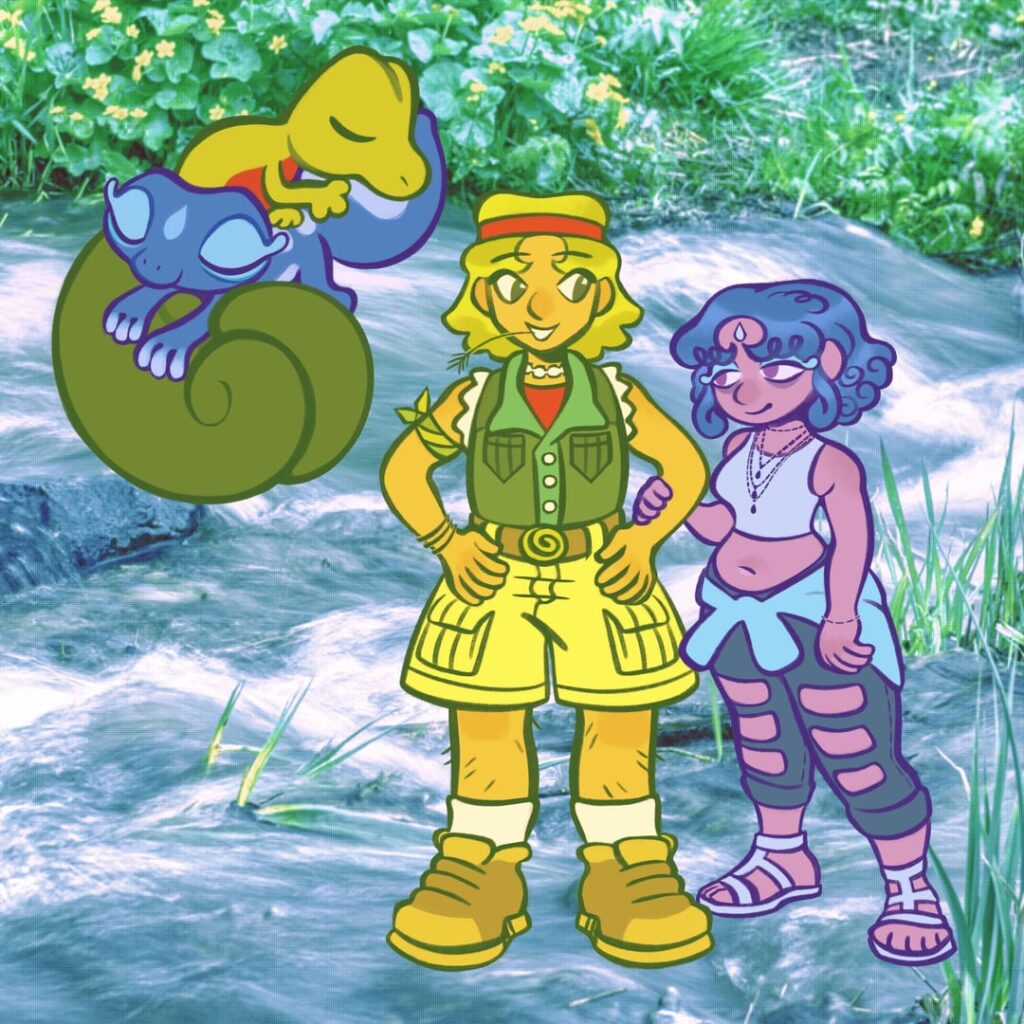 My regular + gijinka takes on Treecko and Gecqua [OC]