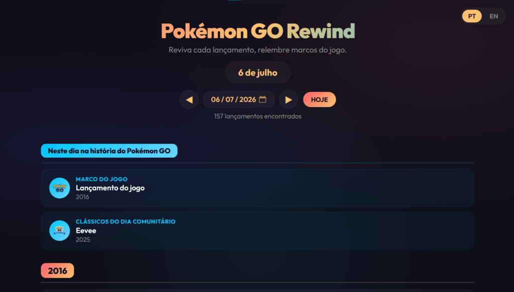 I built a "This Day in Pokémon GO History" website ahead of the 10th anniversary