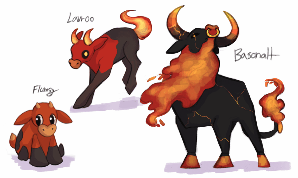 The Slawok Region starter line reveal, (fakemon art n dex entries)