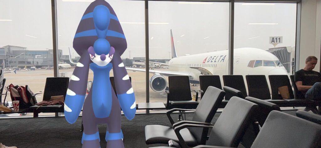 At the airport with my new beloved shiny furfrou going on vacation!!!