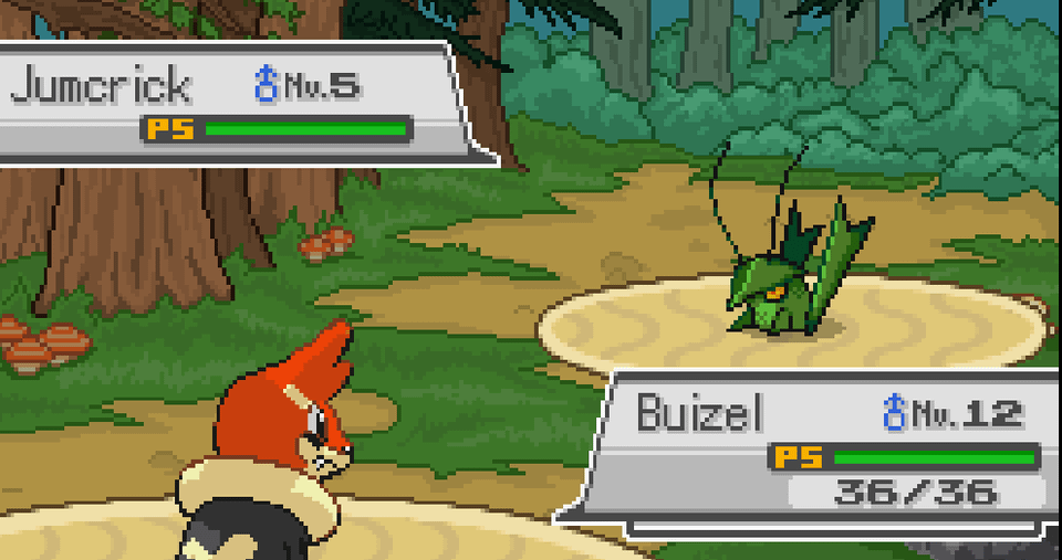 Some of my Fakemon in battle backgrounds