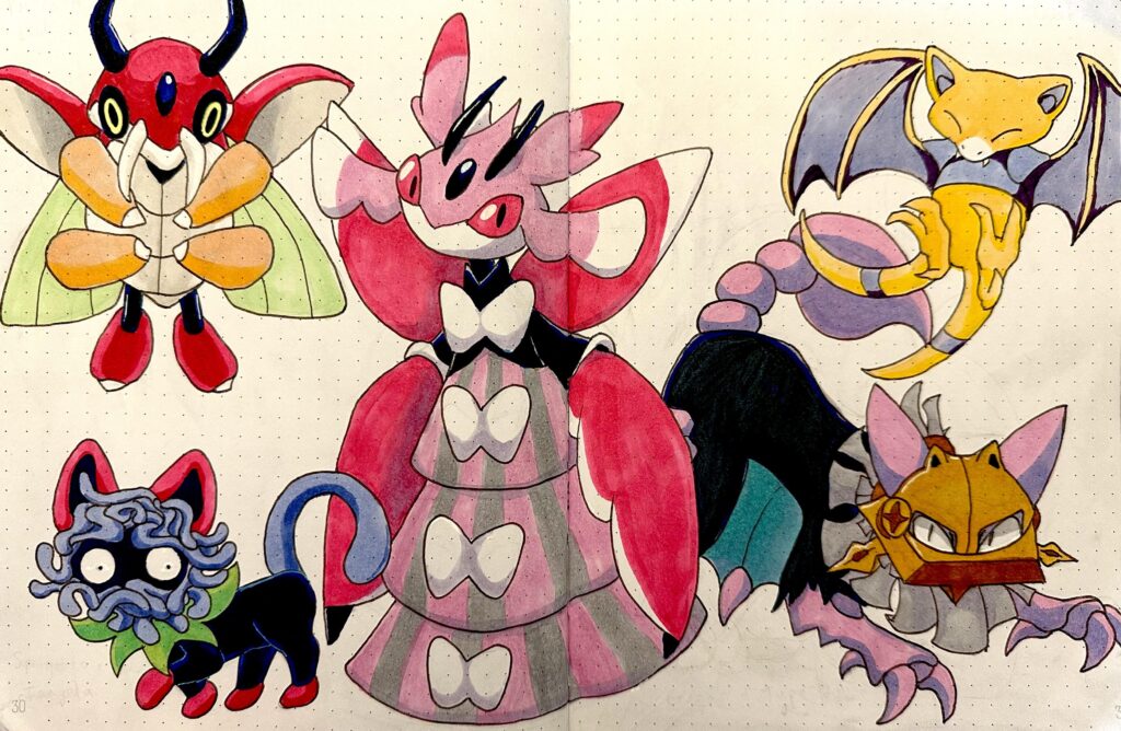 Got bored and drew some Pokémon fusions! [OC]