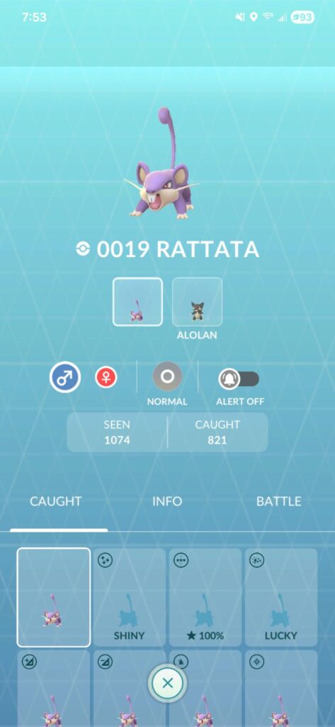 Most caught without a shiny