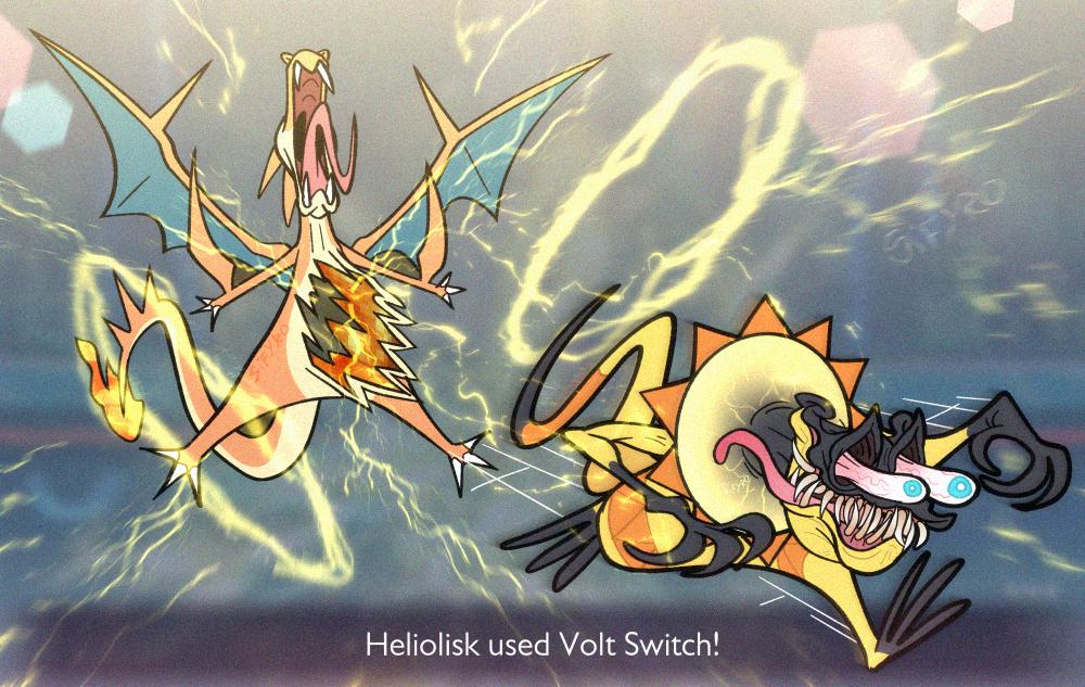 [OC] Drawing my Pokemon Champions experience: Piercing Charizard Y with a sun powered Heliolisk became my new hobby.