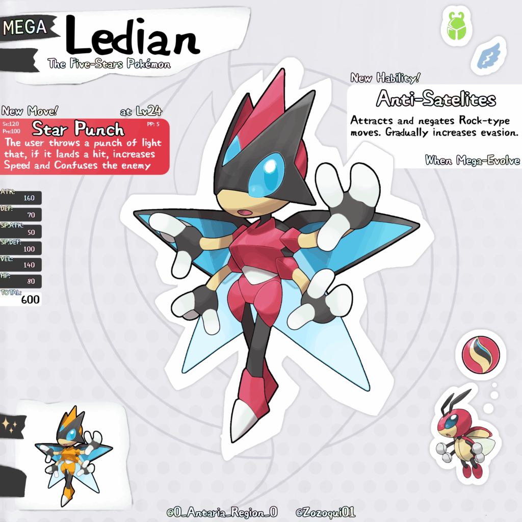 The first mega of the region! Mega Ledian, the five-stars Pokémon