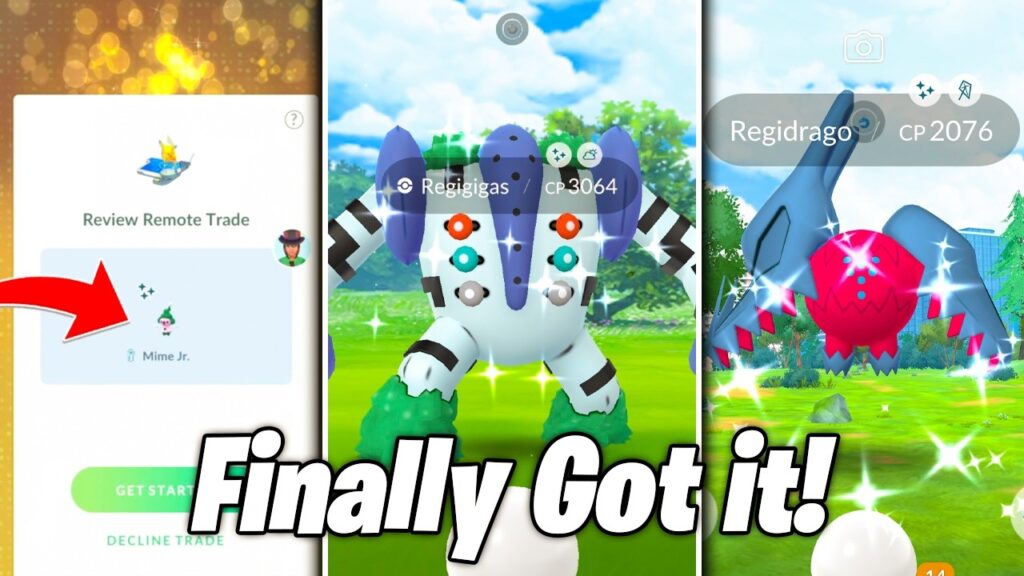 THIS IS THE BEST FEATURE IN POKEMON GO NOW! Shiny LUCKY Trades for Regigigas AND Mime Jr.