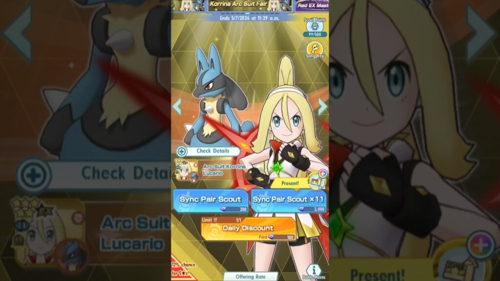 got her in second multi. Arc suit korrina & lucario . [Pokemon masters ex] .