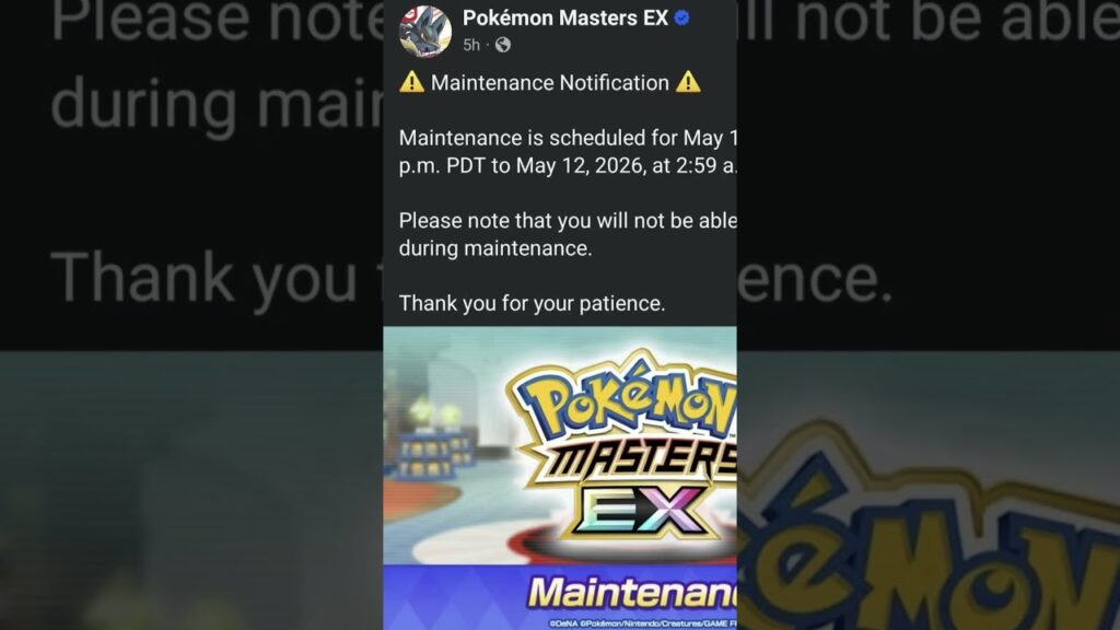 CONFIRMADO MANTENIMIENTO DEL JUEGO ESTE 11 DE MAYO PARA POKEMON MASTERS EX