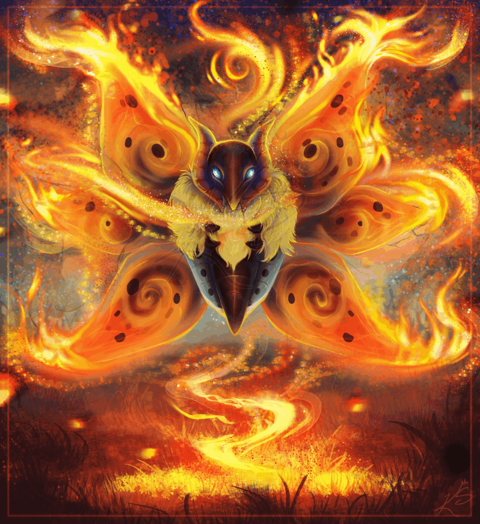 [OC] More Pokemon fanart - This time Volcarona!