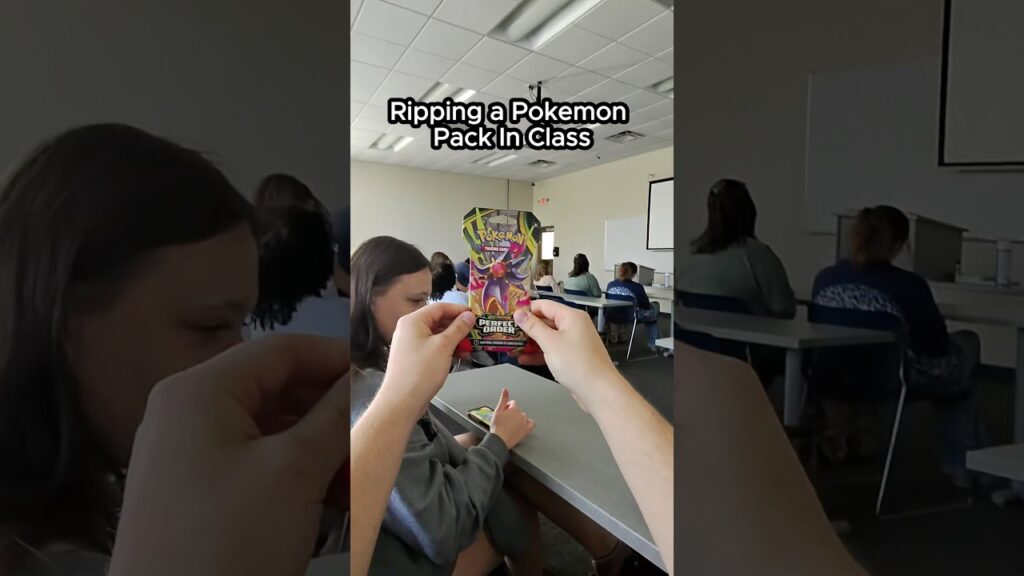 Ripping a Pokemon perfect order pack in class #pokemon