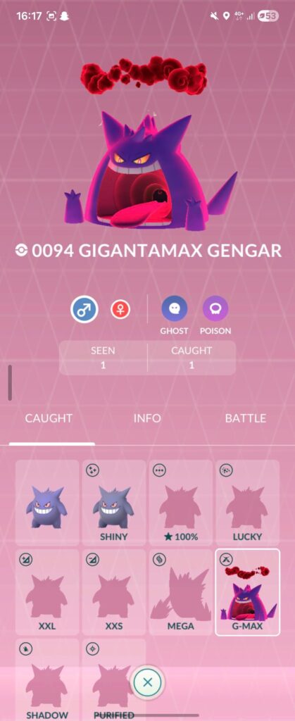 Shiny gmax gengar first try