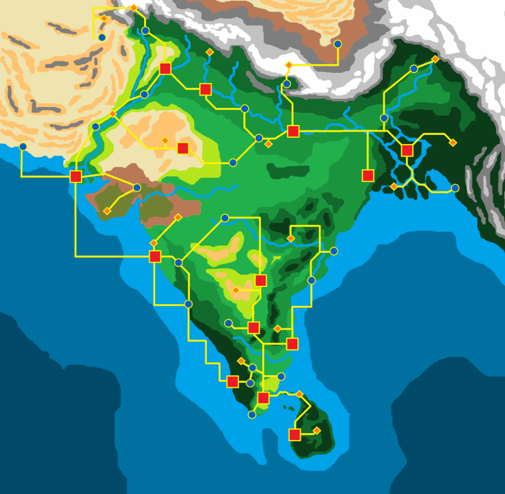 Pokemon region based on South Asia, split into a Northern and Southern region