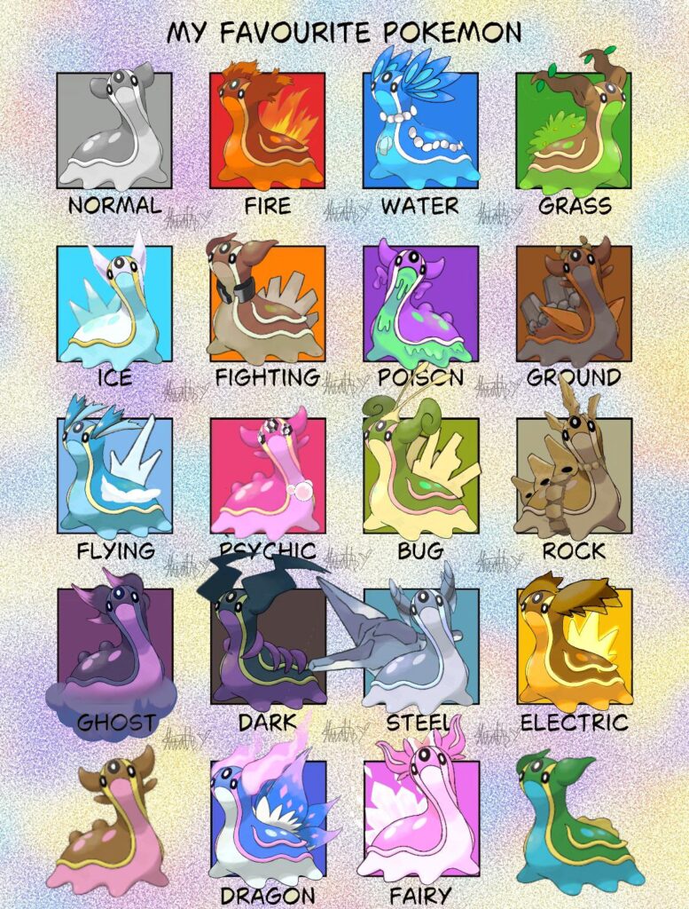 I made variations of my favourite pokemon 🐌🌊 [OC]