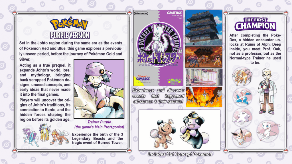 What if we got a Prequel game to Gen 1 & 2 called "Pokemon Purple" ?