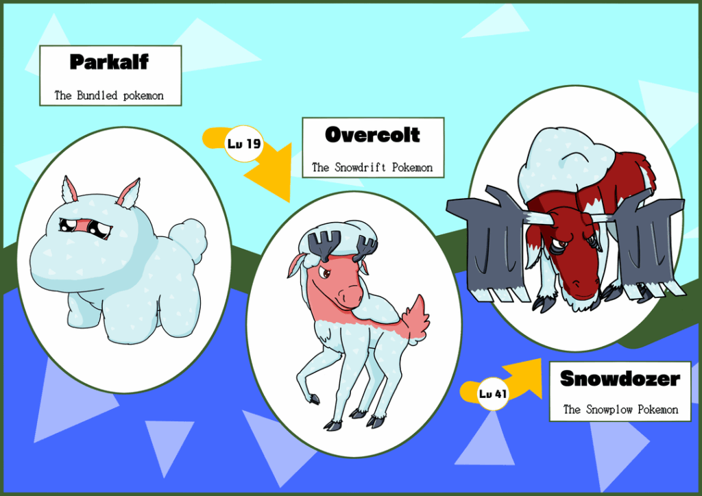 Walking snowplows. Kadia Dex #036 Parkalf, #037 Overcolt, and #038 Snowdozer