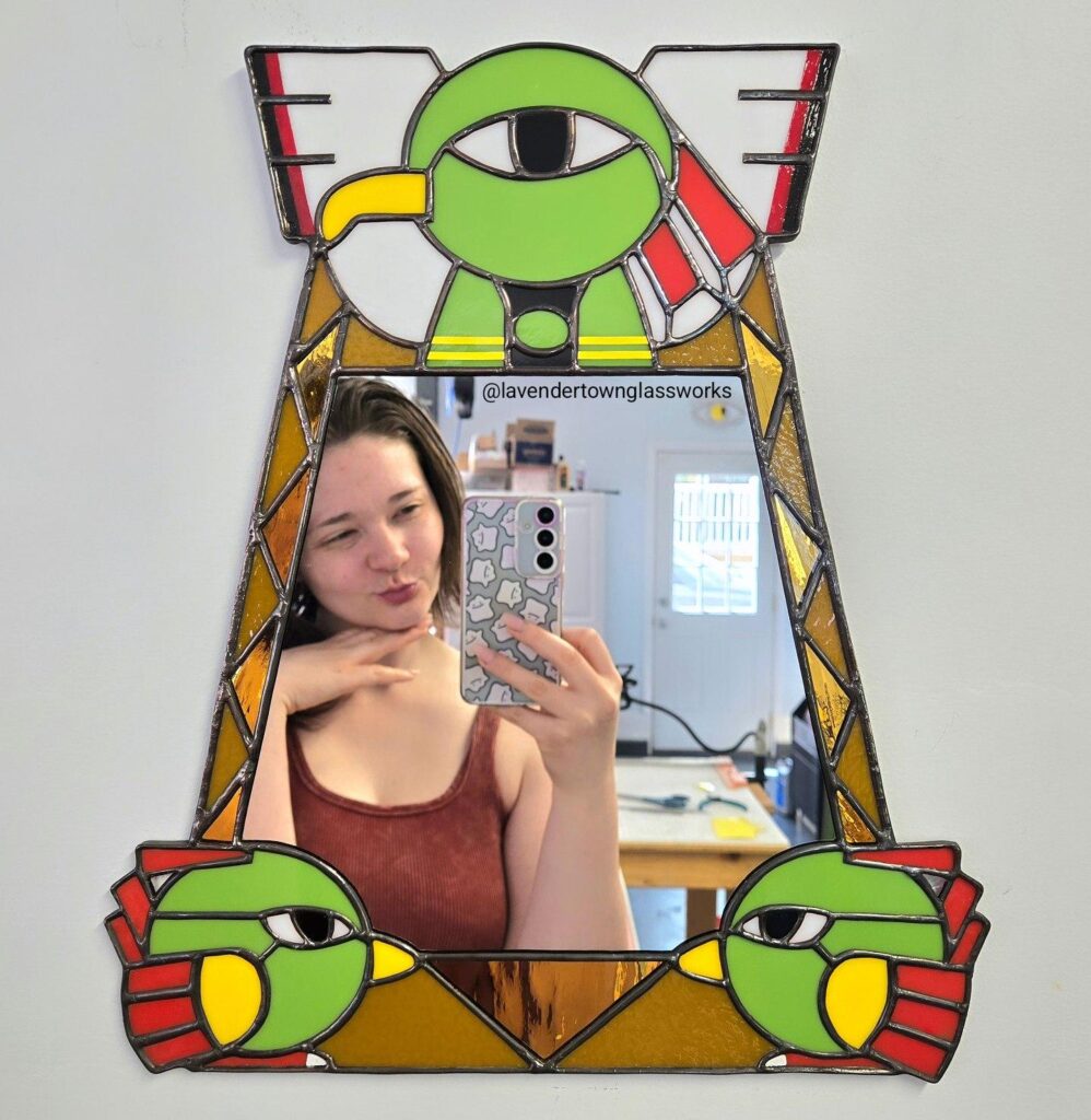 I made a Natu/Xatu Stained Glass Mirror!