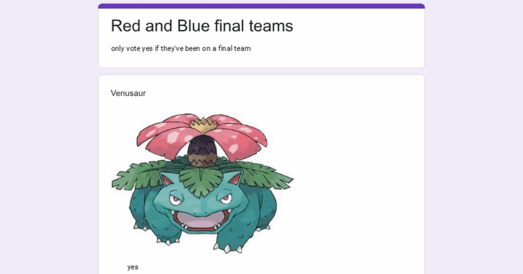 Red and Blue final teams