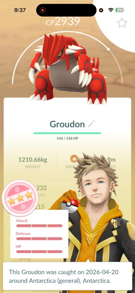 Hundo Groudon from Antarctica on 4/20