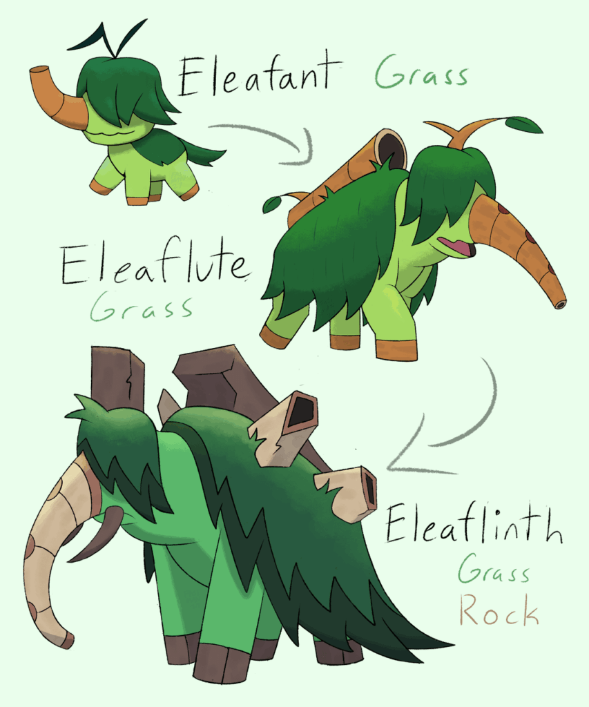 My Grass-type starter for a Prehistory inspired region