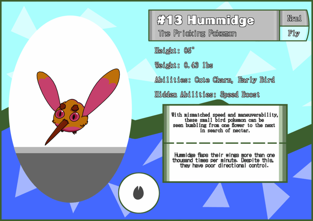 Regional birds! Kadia dex #13 Hummidge, #14 Noseehum and #15 Nosphorus