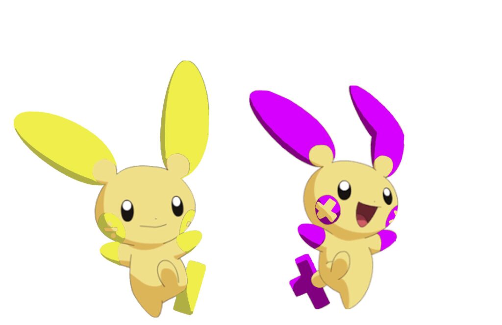 [Made the divide version of minun with the multiply version of plusle] Let’s send this up. Read the discussion. The little ones love these guys.