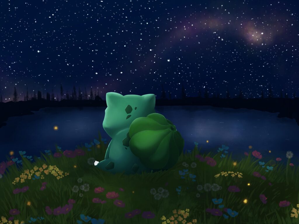 I enjoy painting pokemon. Bulbasaur makes great night scenes.