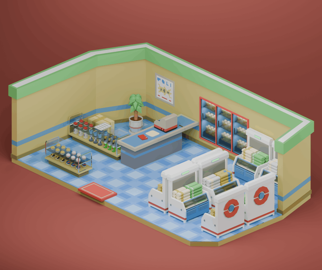 I made a Poké Mart from Fire Red/Leaf Green in 3D