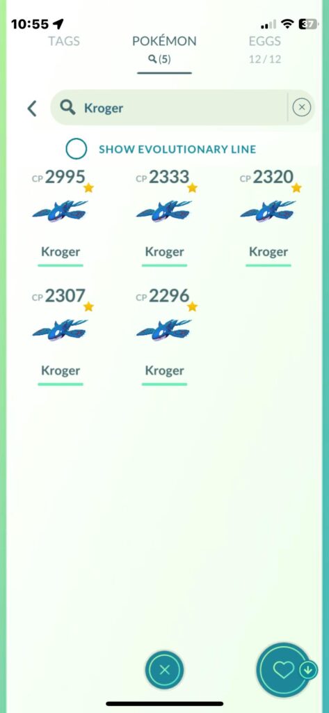 What do you name your kyogre and why is it Kroger