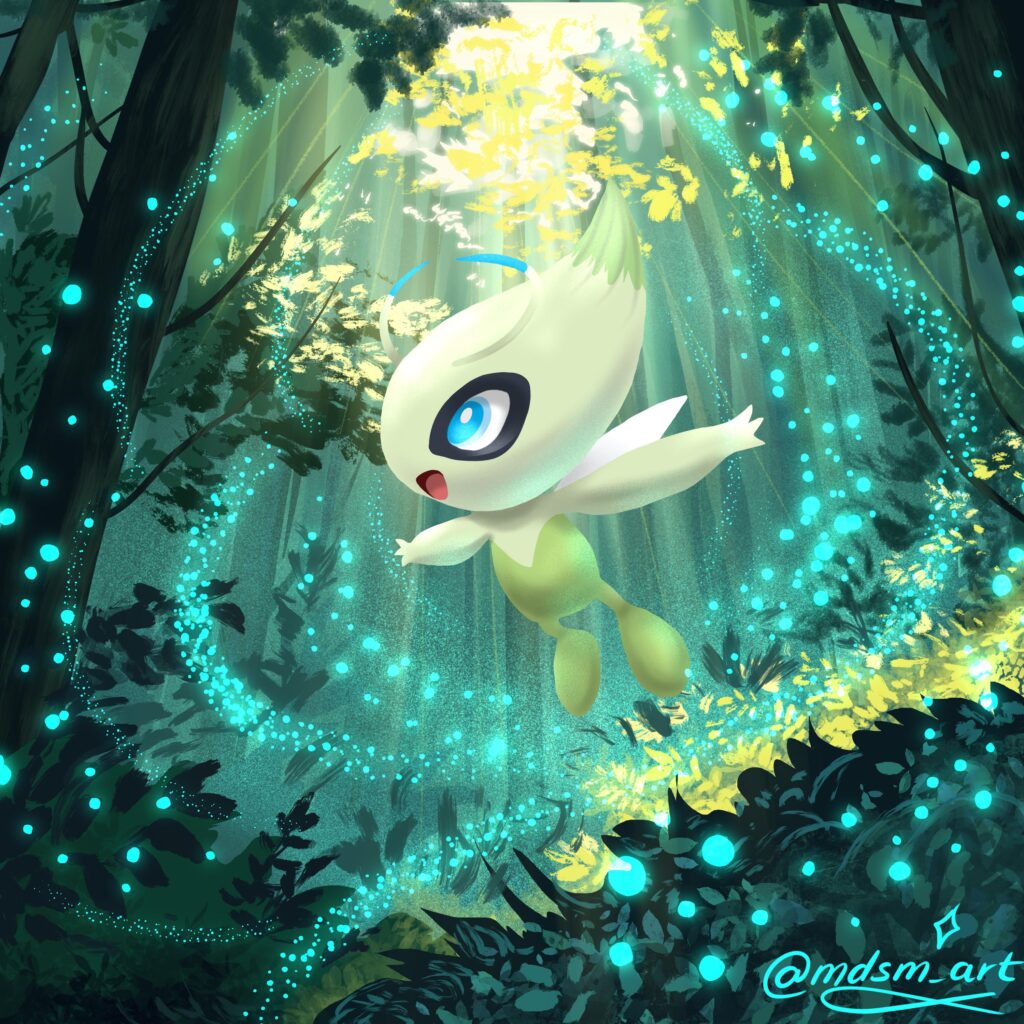[OC] I attempted a lineless Celebi drawing.