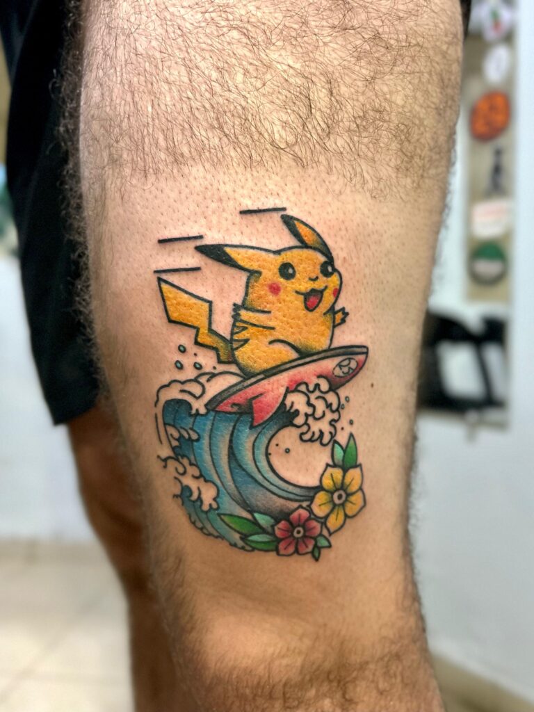 Trad style surfing Pikachu