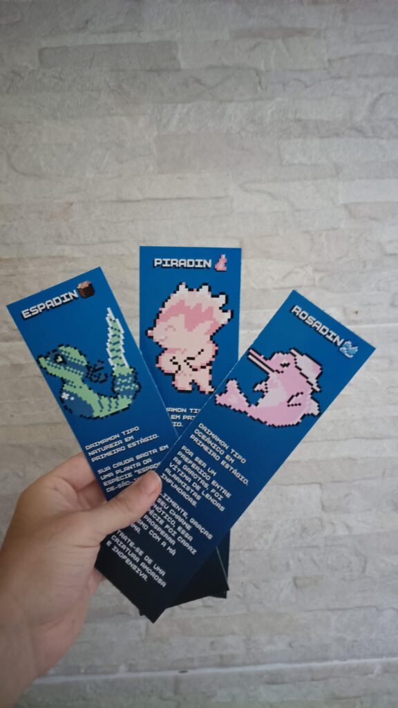 GBC Style Fakemon bookmarks i made as a gift! (translation and context in desc)