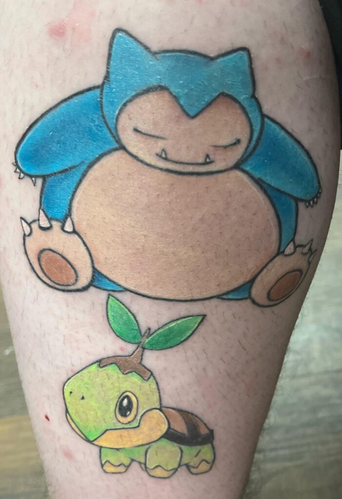 Snorlax and Turtwig tattoos