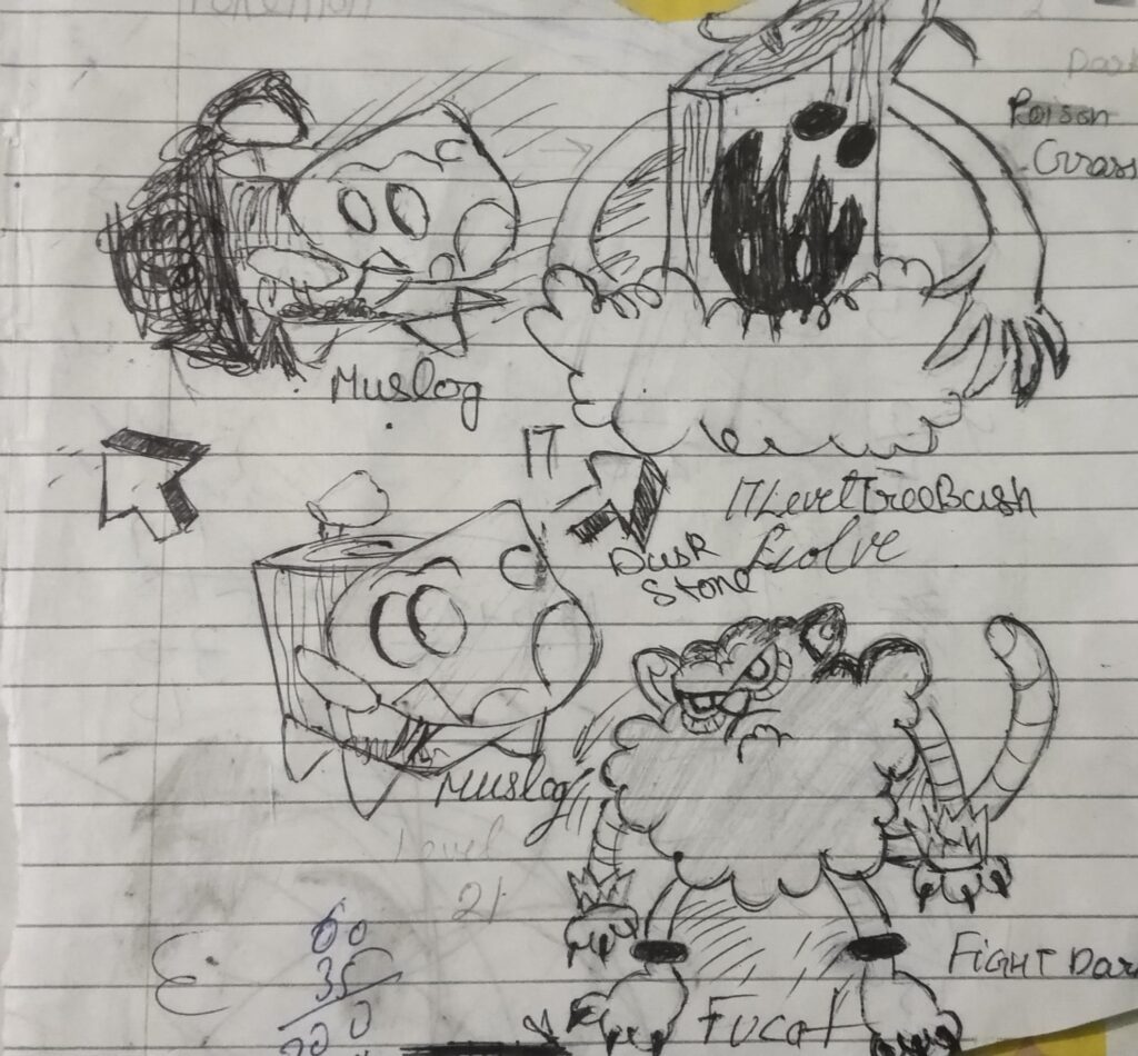 Found some old drawings I made a while back of a few Pokémon I came up with.