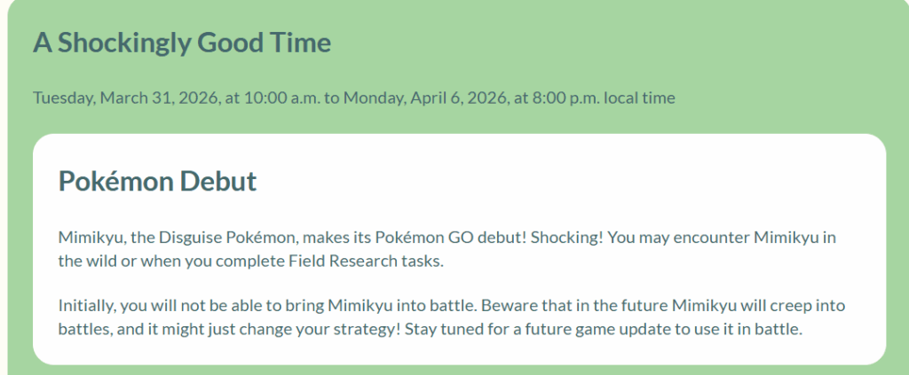 Mimikyu in the wild and in Field Research till the end of the event