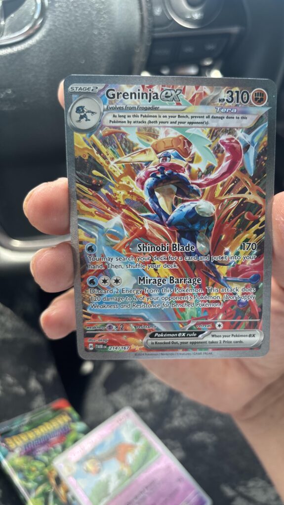 ONE pack snipe and pulled the greninja!!! I literally had one pack of twilight from a mystery pack from walmart. What’s funny is I joked right before I ripped it I’m gonna pull greninja!!! And did just that!