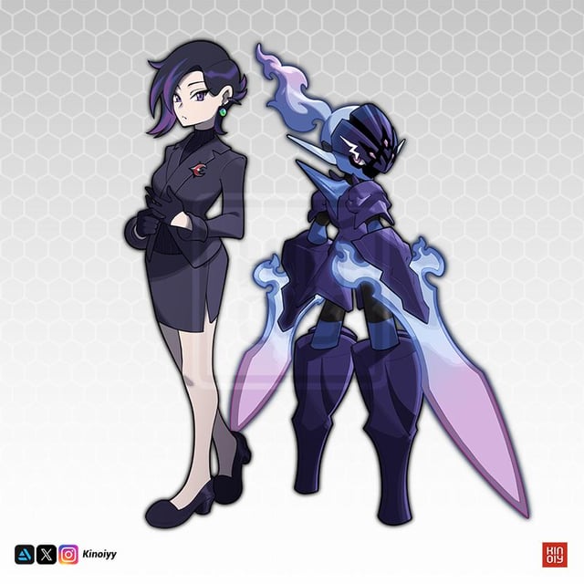 [OC] Finished commission, Trainer & Her Ceruledge!