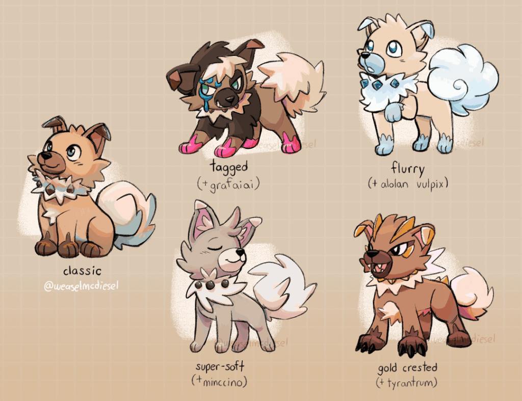 Some rockruff crossbreeds :3 (my art)