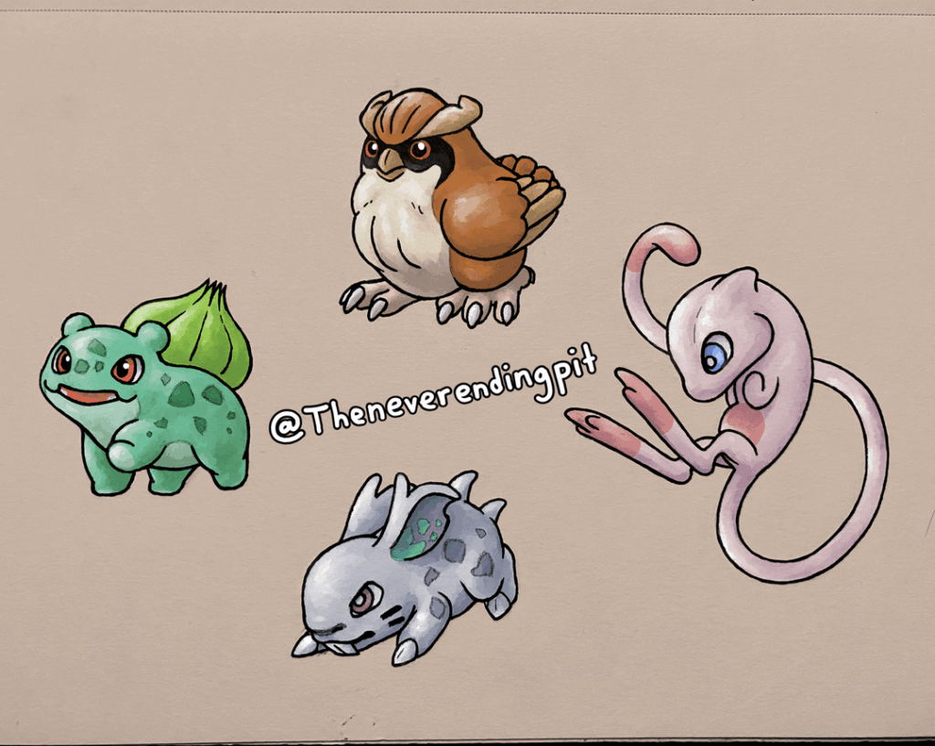 Gen 1 redesigns based on their old sprites! I love how goofy these guys are and wanted to show them some love (though I took some aesthetic liberties with the designs).