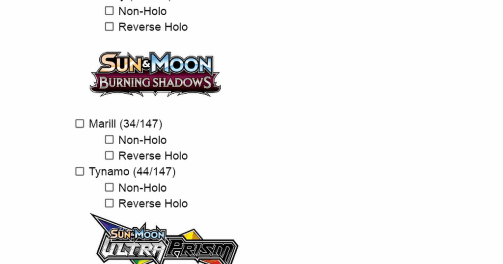 Pokemon Artist Checklist